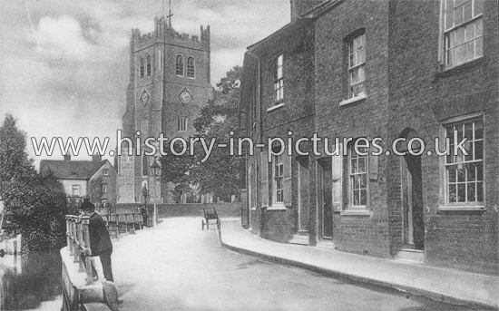 The River and Abbey, Waltham Abbey, Essex. c.1906